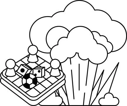 A black and white drawing of a group of people playing a game of checkers Stock Illustration