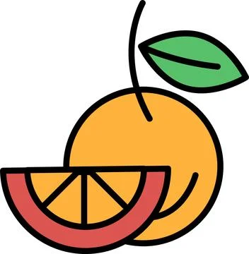 A black and white drawing of a lemon with a slice missing Stock Illustration