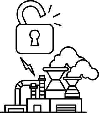A black and white drawing of a lock with a keyhole and a key Stock Illustration