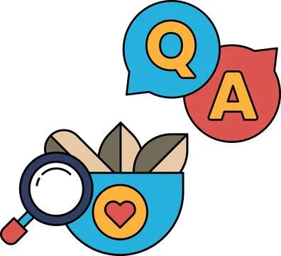 A black and white drawing of a magnifying glass with a heart and a question.. Stock Illustration