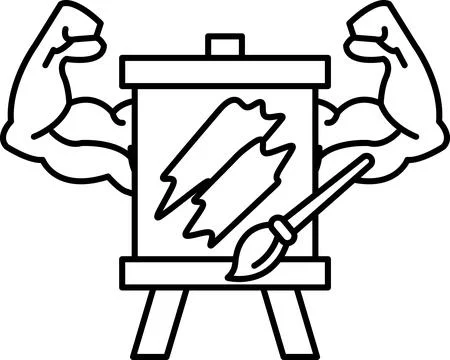 A black and white drawing of a man with his arms raised Stock Illustration