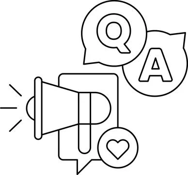 A black and white drawing of a microphone with a question mark and an A abo.. Stock Illustration