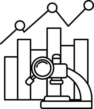 A black and white drawing of a microscope with a magnifying glass on it イラスト素材