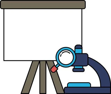 A black and white drawing of a microscope Stock Illustration