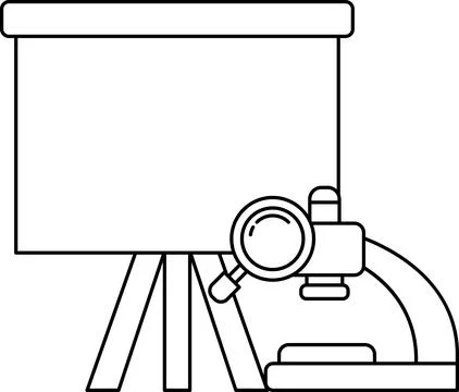 A black and white drawing of a microscope Stock Illustration