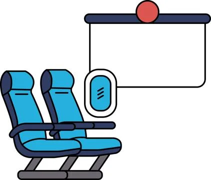 A black and white drawing of a plane with a projector screen in front of it Stock Illustration