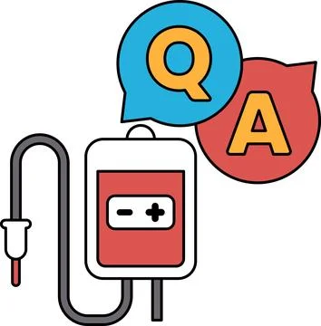 A black and white drawing of a Q and A sign with a battery and a cord Stock Illustration
