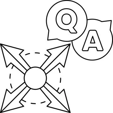 A black and white drawing of a question mark and an arrow pointing to a let.. Stock Illustration