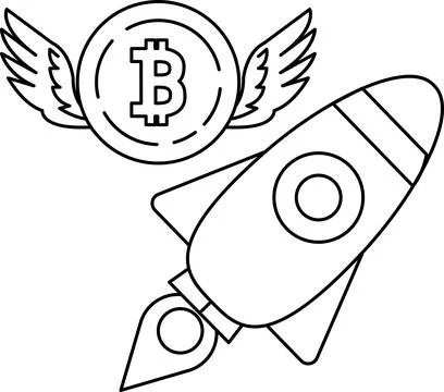 A black and white drawing of a rocket with wings Stock Illustration