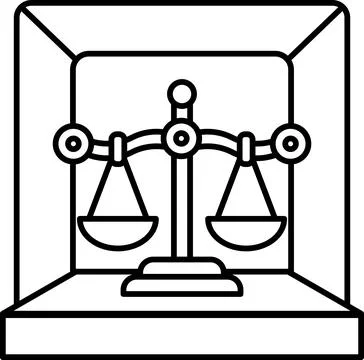A black and white drawing of a scale with three equal parts Stock Illustration