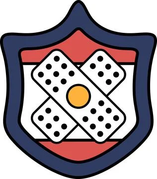 A black and white drawing of a shield with a cross on it Stock Illustration