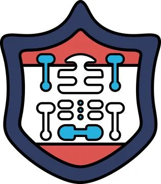 A black and white drawing of a shield with the word "shield" on it Stock Illustration
