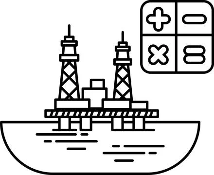 A black and white drawing of a ship with a large number 8 on the right side Stock Illustration