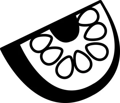 A black and white drawing of a slice of watermelon Stock Illustration