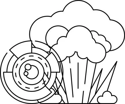 A black and white drawing of a space alien with a large eye Stock Illustration