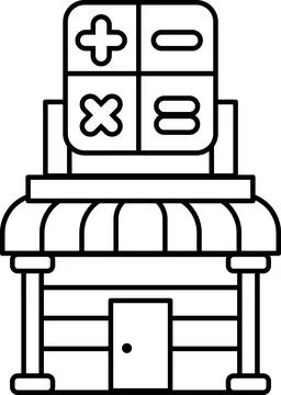 A black and white drawing of a store with a sign that says "Addition" on it Ilustración de archivo