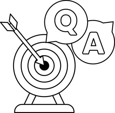 A black and white drawing of a target with a question mark 스톡 일러스트