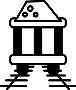 A black and white drawing of a train car with a pile of rocks on top Stock Illustration
