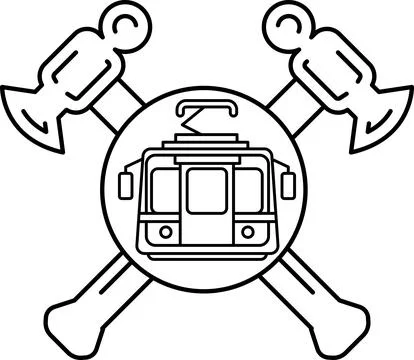 A black and white drawing of a train with a cross on it Stock Illustration