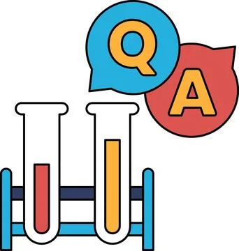 A black and white drawing of two test tubes with a question mark Illustrazione stock