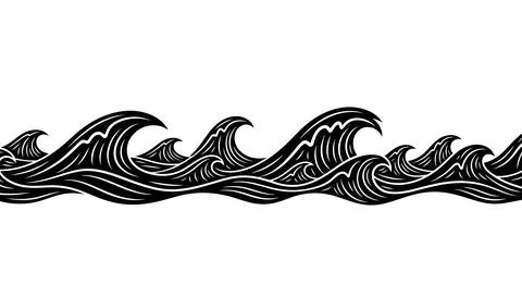 A black and white drawing of a wave Stock Illustration