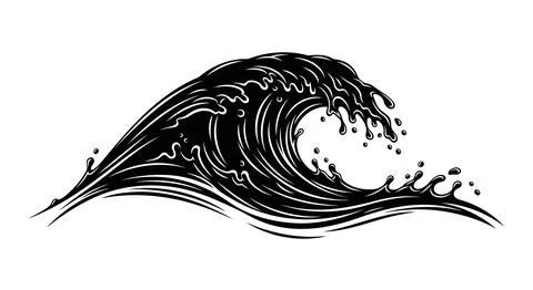 A black and white drawing of a wave Stock Illustration