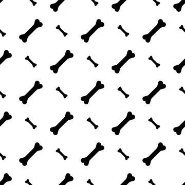 Black and white drawn bone pattern vector seamless Stock Illustration
