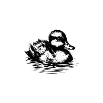 Black and White Duckling. Vector illustration. Stock Illustration