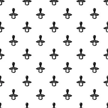 Black and white dummy pacifier seamless pattern for newborn baby Stock Illustration