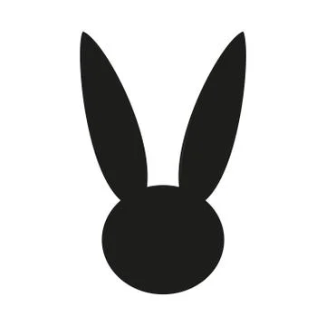 Black and white easter bunny head silhouette Stock Illustration