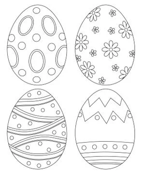 Black and white easter egg collection set poster. Stock Illustration