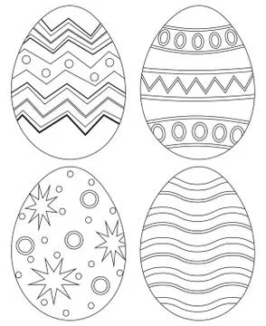 Black and white easter egg collection set poster. Stock Illustration