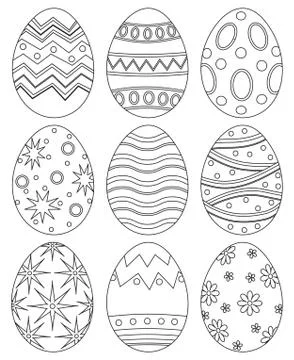 Black and white easter egg collection set poster. Illustrazione stock