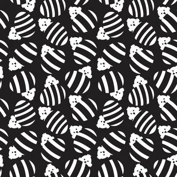 Black and White Easter Egg Seamless Pattern Background Stock Illustration