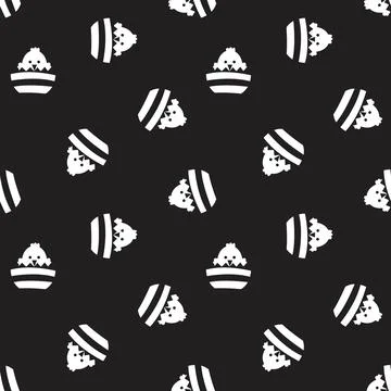 Black and White Easter Egg Seamless Pattern Background イラスト素材