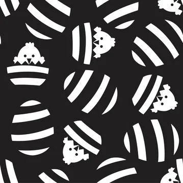 Black and White Easter Egg Seamless Pattern Background Stock Illustration