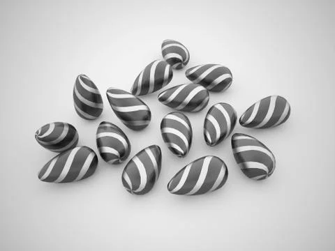 Black and white easter eggs concept rendered on dark background 스톡 일러스트