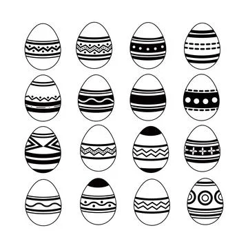 Black and white Easter eggs with different texture, Happy Easter eggs Stock Illustration