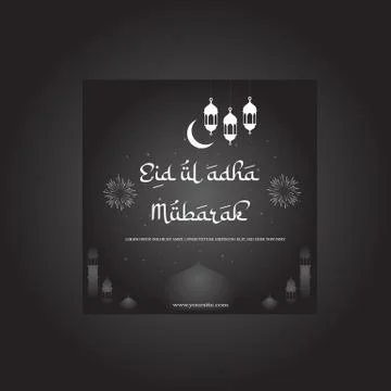 Black and white eid ul adha social media post Stock Illustration