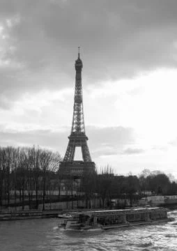 Black and white Eiffel Tower in Paris, France, 2020 Stock Photos
