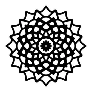 Black and White Eight Point Star Mandala Geometric Pattern Stock Illustration