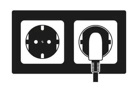 Black and white electric socket 스톡 일러스트