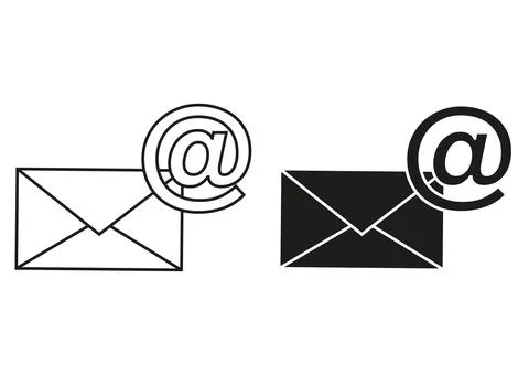 Black And White Email Flat Icon Vector On White Background Illustrazione stock