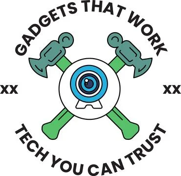 Black-and-white emblem features crossed axes over a central tech symbol Ilustração Stock