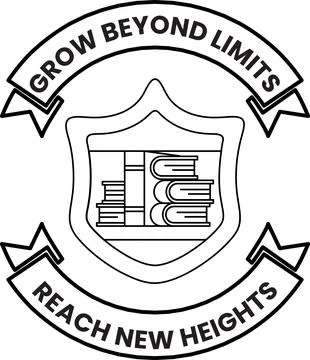 Black and white emblem with shield and stacked books Illustrazione stock