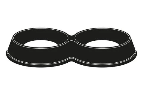 Black and white empty 2 sections bowl silhouette Illustrazione stock