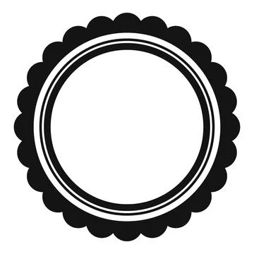 Black and white empty circular label with scalloped edge Stock Illustration
