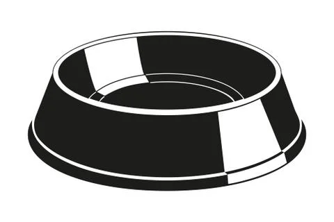 Black and white empty pet food bowl silhouette Stock Illustration