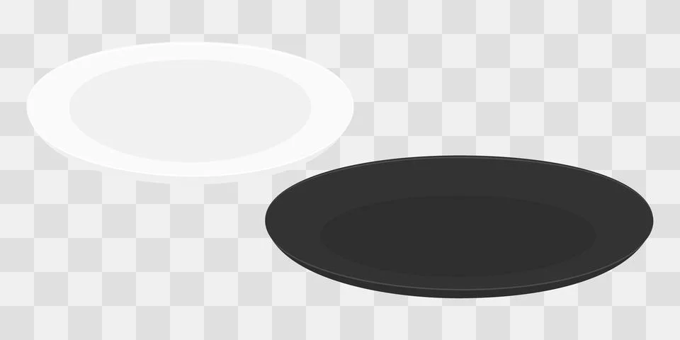 Black and White Empty Plates dinner, lunch or breakfast Dishware Template design Stock Illustration