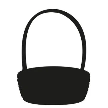 Black and white empty wicker basket silhouette Illustrazione stock